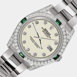 Rolex Custom Satin Linen 2.5CT Diamond Stainless Steel Datejust 116200 Automatic Men's Wristwatch 36mm