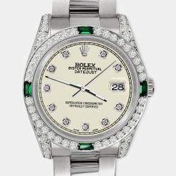 Rolex Custom Satin Linen 2.5CT Diamond Stainless Steel Datejust 116200 Automatic Men's Wristwatch 36mm