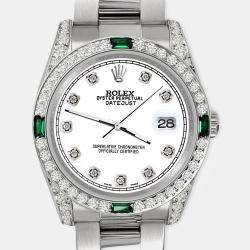 Rolex Custom White 2.5CT Diamond Stainless Steel Datejust 116200 Automatic Men's Wristwatch 36mm