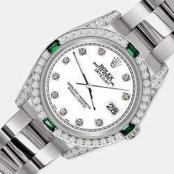 Rolex Custom White 2.5CT Diamond Stainless Steel Datejust 116200 Automatic Men's Wristwatch 36mm