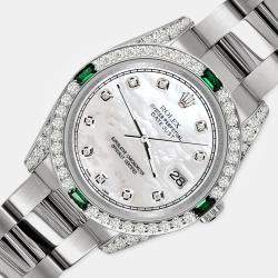 Rolex Custom White MOP 2.5CT Diamond Stainless Steel Datejust 116200 Automatic Men's Wristwatch 36mm