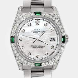 Rolex Custom White MOP 2.5CT Diamond Stainless Steel Datejust 116200 Automatic Men's Wristwatch 36mm