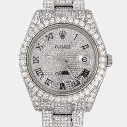 Rolex Custom  Diamond Stainless Steel Datejust II 116300 Automatic Men's Wristwatch 41mm