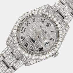 Rolex Custom  Diamond Stainless Steel Datejust II 116300 Automatic Men's Wristwatch 41mm