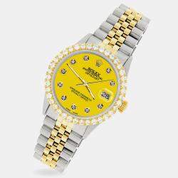 Rolex Custom Yellow 3.05CT Diamond 18K Yellow Gold Stainless Steel Datejust  Automatic Men's Wristwatch 36mm