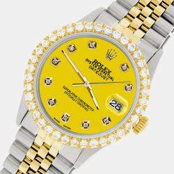 Rolex Custom Yellow 3.05CT Diamond 18K Yellow Gold Stainless Steel Datejust  Automatic Men's Wristwatch 36mm
