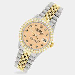 Rolex Custom Mustard 3.05CT Diamond 18K Yellow Gold Stainless Steel Datejust  Automatic Men's Wristwatch 36mm