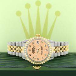 Rolex Custom Mustard 3.05CT Diamond 18K Yellow Gold Stainless Steel Datejust  Automatic Men's Wristwatch 36mm