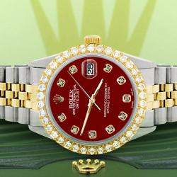 Rolex Custom Imperial Red 3.05CT Diamond 18K Yellow Gold Stainless Steel Datejust  Automatic Men's Wristwatch 36mm