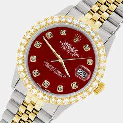 Rolex Custom Imperial Red 3.05CT Diamond 18K Yellow Gold Stainless Steel Datejust  Automatic Men's Wristwatch 36mm