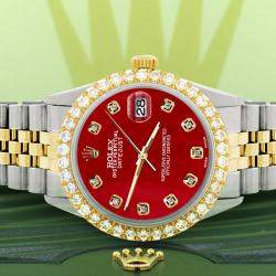 Rolex Custom Red MOP 3.05CT Diamond 18K Yellow Gold Stainless Steel Datejust  Automatic Men's Wristwatch 36mm