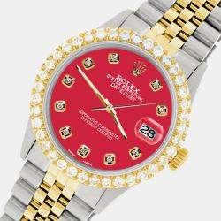 Rolex Custom Scarlet Red 3.05CT Diamond 18K Yellow Gold Stainless Steel Datejust  Automatic Men's Wristwatch 36mm