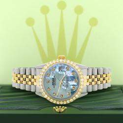 Rolex Custom Tahitian Blue MOP 3.05CT Diamond 18K Yellow Gold Stainless Steel Datejust  Automatic Men's Wristwatch 36mm