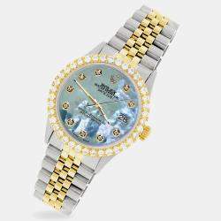Rolex Custom Tahitian Blue MOP 3.05CT Diamond 18K Yellow Gold Stainless Steel Datejust  Automatic Men's Wristwatch 36mm