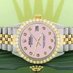 Rolex Custom Orchid Pink 3.05CT Diamond 18K Yellow Gold Stainless Steel Datejust  Automatic Men's Wristwatch 36mm