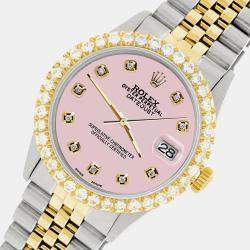 Rolex Custom Orchid Pink 3.05CT Diamond 18K Yellow Gold Stainless Steel Datejust  Automatic Men's Wristwatch 36mm