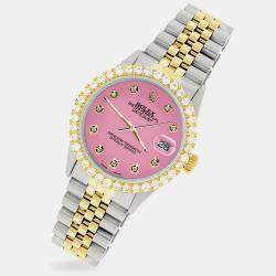 Rolex Custom Hot Pink 3.05CT Diamond 18K Yellow Gold Stainless Steel Datejust  Automatic Men's Wristwatch 36mm