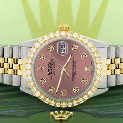 Rolex Custom Salmon 3.05CT Diamond 18K Yellow Gold Stainless Steel Datejust  Automatic Men's Wristwatch 36mm