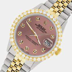Rolex Custom Salmon 3.05CT Diamond 18K Yellow Gold Stainless Steel Datejust  Automatic Men's Wristwatch 36mm