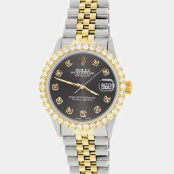 Rolex Custom Rhodium Gray 3.05CT Diamond 18K Yellow Gold Stainless Steel Datejust  Automatic Men's Wristwatch 36mm