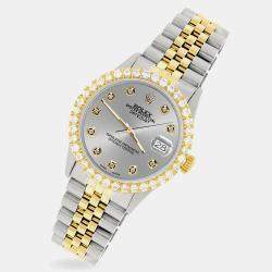 Rolex Custom Gray 3.05CT Diamond 18K Yellow Gold Stainless Steel Datejust  Automatic Men's Wristwatch 36mm