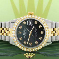 Rolex Custom Black MOP 3.05CT Diamond 18K Yellow Gold Stainless Steel Datejust  Automatic Men's Wristwatch 36mm