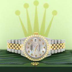 Rolex Custom Champagne MOP 3.05CT Diamond 18K Yellow Gold Stainless Steel Datejust  Automatic Men's Wristwatch 36mm