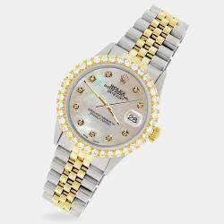 Rolex Custom Champagne MOP 3.05CT Diamond 18K Yellow Gold Stainless Steel Datejust  Automatic Men's Wristwatch 36mm