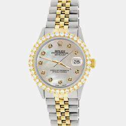 Rolex Custom Champagne MOP 3.05CT Diamond 18K Yellow Gold Stainless Steel Datejust  Automatic Men's Wristwatch 36mm