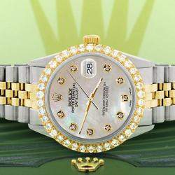 Rolex Custom Champagne MOP 3.05CT Diamond 18K Yellow Gold Stainless Steel Datejust  Automatic Men's Wristwatch 36mm