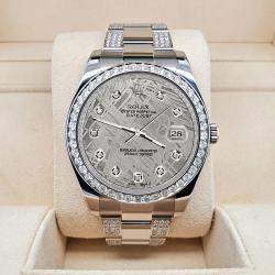 Rolex Custom Grey 5CT Diamond Stainless Steel Datejust II 116300 Automatic Men's Wristwatch 41 mm