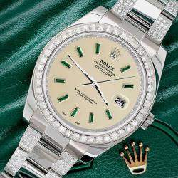 Rolex Custom 5CT Diamond Stainless Steel Datejust II 116300 Automatic Men's Wristwatch 41 mm