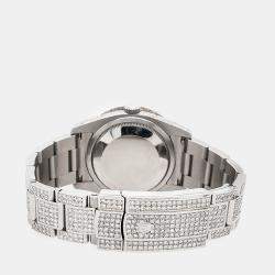 Rolex Custom White MOP 14.8ct Diamond Stainless Steel Datejust 116200 Automatic Men's Wristwatch 36 mm