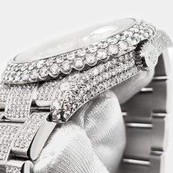 Rolex Custom White MOP 14.8ct Diamond Stainless Steel Datejust 116200 Automatic Men's Wristwatch 36 mm
