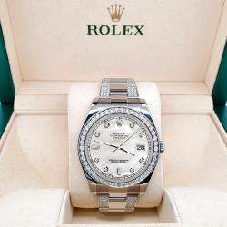 Rolex Custom White MOP 5ct Diamond Stainless Steel Datejust II 116300 Automatic Men's Wristwatch 41 mm