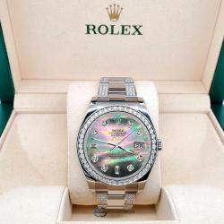 Rolex Custom Black MOP 5ct Diamond Stainless Steel Datejust II 116300 Automatic Men's Wristwatch 41 mm