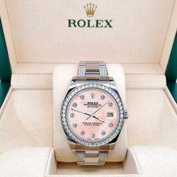 Rolex Custom Royal Pink MOP 5ct Diamond Stainless Steel Datejust II 116300 Automatic Men's Wristwatch 41 mm