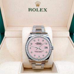 Rolex Custom Orchid Pink 5ct Diamond Stainless Steel Datejust II 116300 Automatic Men's Wristwatch 41 mm