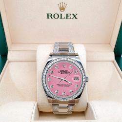 Rolex Custom Pink 5ct Diamond Stainless Steel Datejust II 116300 Automatic Men's Wristwatch 41 mm