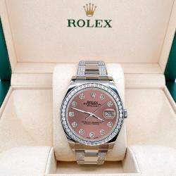 Rolex Custom Salmon 5ct Diamond Stainless Steel Datejust II 116300 Automatic Men's Wristwatch 41 mm