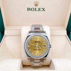 Rolex Custom Champagne 5ct Diamond Stainless Steel Datejust II 116300 Automatic Men's Wristwatch 41 mm
