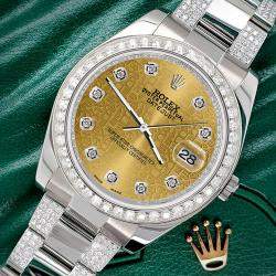 Rolex Custom Champagne 5ct Diamond Stainless Steel Datejust II 116300 Automatic Men's Wristwatch 41 mm