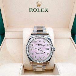 Rolex Custom Pink 5ct Diamond Stainless Steel Datejust II 116300 Automatic Men's Wristwatch 41 mm