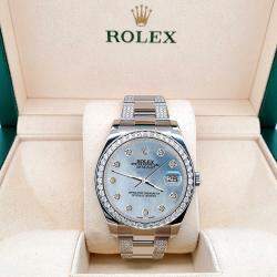 Rolex Custom Sky Blue MOP 5ct Diamond Stainless Steel Datejust II 116300 Automatic Men's Wristwatch 41 mm
