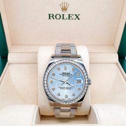 Rolex Custom Blue 5ct Diamond Stainless Steel Datejust II 116300 Automatic Men's Wristwatch 41 mm