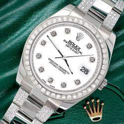 Rolex Custom White 5ct Diamond Stainless Steel Datejust II 116300 Automatic Men's Wristwatch 41 mm