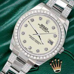 Rolex Custom 5ct Diamond Stainless Steel Datejust II 116300 Automatic Men's Wristwatch 41 mm