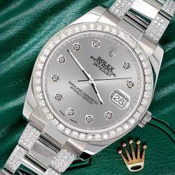 Rolex Custom 5ct Diamond Stainless Steel Datejust II 116300 Automatic Men's Wristwatch 41 mm
