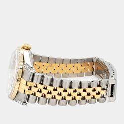 Rolex Custom Pink 1.4ct Diamond 18k Yellow Gold Stainless Steel Datejust Automatic Men's Wristwatch 36 mm
