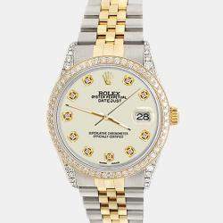 Rolex Custom 1.4ct Diamond 18k Yellow Gold Stainless Steel Datejust Automatic Men's Wristwatch 36 mm